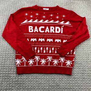 Ugly Christmas Sweater Knit Unisex One Size Fits Most Red Bacardi Fits Men M-L